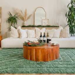 Green Geometric Shag Rug - Moroccan Berber Hand Tufted Carpet Tribal Wool Area Boho Living Room Decor - thumbnail 3