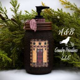 Grubby Hand Soap Dispenser Country Salt Box House, Mason Jar Pump & Folk Art Print, Farmhouse Bathroom - thumbnail 2