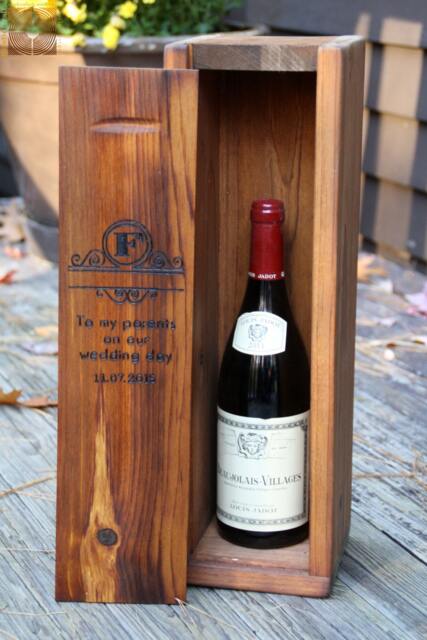 Personalized Wood Wine Box - Engraved Anniversary Gift - image 1