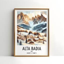 Alta Badia Ski Poster - Watercolour Art Print - Travel Wall Artwork Skiing Gifts Italian Alps Decor Resort Gift Snowboard - thumbnail 3