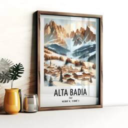 Alta Badia Ski Poster - Watercolour Art Print - Travel Wall Artwork Skiing Gifts Italian Alps Decor Resort Gift Snowboard - thumbnail 1