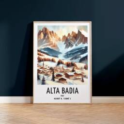 Alta Badia Ski Poster - Watercolour Art Print - Travel Wall Artwork Skiing Gifts Italian Alps Decor Resort Gift Snowboard - thumbnail 2
