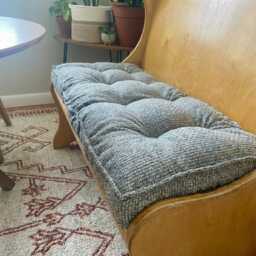 Indoor French Cushion, Farmhouse , Handmade Neutral Decor, Window Linen Seat Pad, Futon Cushion - thumbnail 2