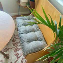 Indoor French Cushion, Farmhouse , Handmade Neutral Decor, Window Linen Seat Pad, Futon Cushion - thumbnail 3