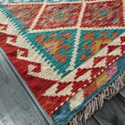 Tribal Runner Rug, Handmade Artisan Afghan Turkish, Scandinavian, Navajo, Bohemian Flatweave, Natural Wool Kilim Rug 302x81 cm - thumbnail 3