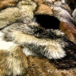 Patchwork Faux Fur Rug - Handmade Animal Friendly Throw - thumbnail 4