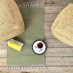 Hand Spun Jute Pouffe, Natural Fiber Foot Rest - 50cm - thumbnail 2