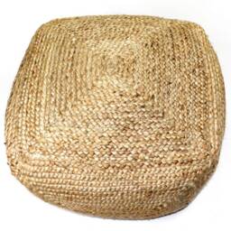 Hand Spun Jute Pouffe, Natural Fiber Foot Rest - 50cm - thumbnail 4