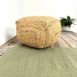Hand Spun Jute Pouffe, Natural Fiber Foot Rest - 50cm