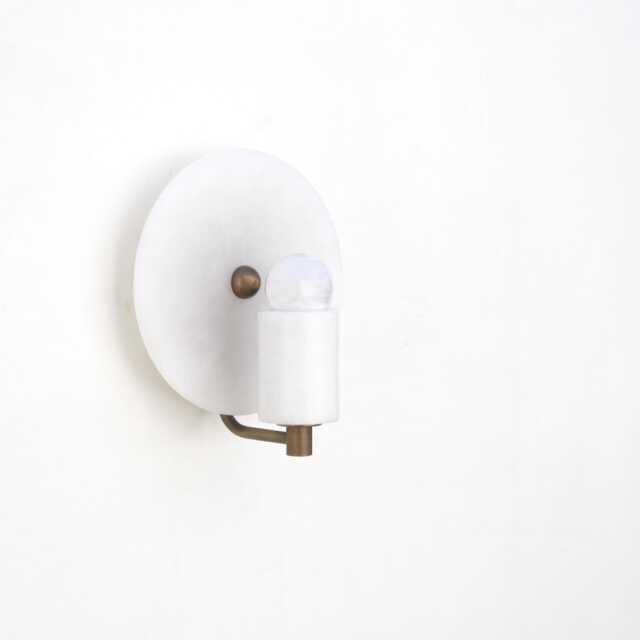 Brass Wall Sconce Light -Wall Light - With Alabaster Shade, Ul Listed, No.0211 - image 1