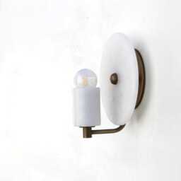 Brass Wall Sconce Light -Wall Light - With Alabaster Shade, Ul Listed, No.0211 - thumbnail 3