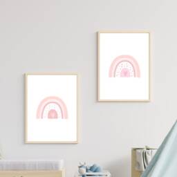 Set Of 2 Pale Pink Rainbow Prints, Girls Nursery Rainbows, Bedroom Wall Prints Baby Girl, Nursery, Gift For Girl Room - thumbnail 2