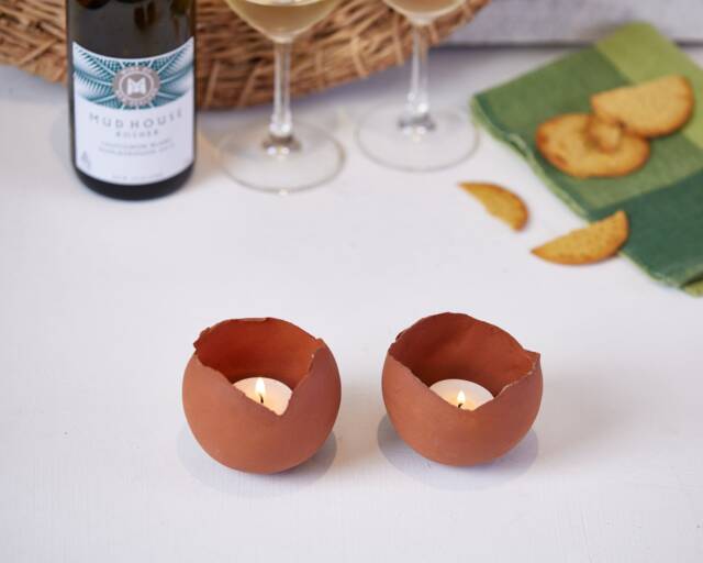 Set Of 2 Terracotta Ceramic Handmade Candle Holders, Votive Tea Light Holder Set, Living Room Decor, Bathroom Mother's Gift - image 1