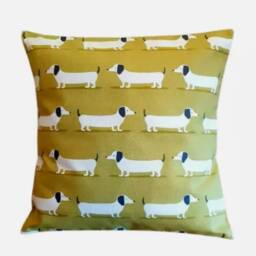 Dachshund Sausage Dog Cushion Cover , Ochre Yellow Throw Pillow Scatter Cushions UK - thumbnail 2