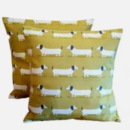 Dachshund Sausage Dog Cushion Cover , Ochre Yellow Throw Pillow Scatter Cushions UK - thumbnail 3