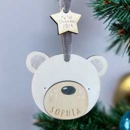 Hand-Painted Personalised Christmas Polar Bear Bauble - Unique Holiday Ornament & Keepsake Gift - thumbnail 1