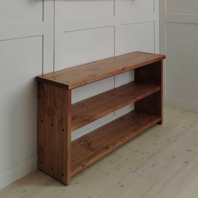 Slim Hallway Shoe Bench - Narrow Solid Pine Entryway Rustic Scaffold Board Inspired Storage UK Made Scandinavian Boot - image 1