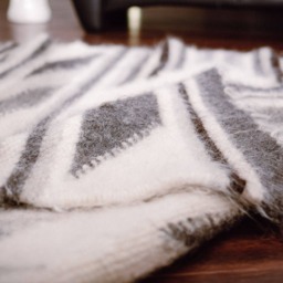 Handmade Wool Area Rug Gray & White Scandinavian Design - thumbnail 3