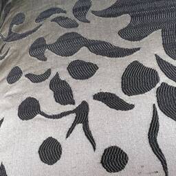 Luxury Designer Black Taupe Silk Satin Woven Floral Cushion Pillow Cover - thumbnail 2