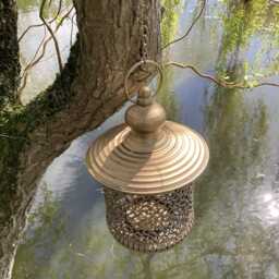 Gold Metal Hanging Lantern Candle Holder Garden/Indoor Ornament - thumbnail 2