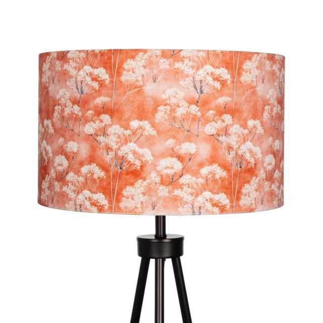 Terracotta Cow Parsley Delicate Print Velvet Lampshade 25cm 30cm 35cm 40cm 45cm - Drum Lamp Shade Handmade Home Decor Ceiling Floral - image 1