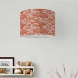 Terracotta Cow Parsley Delicate Print Velvet Lampshade 25cm 30cm 35cm 40cm 45cm - Drum Lamp Shade Handmade Home Decor Ceiling Floral - thumbnail 3