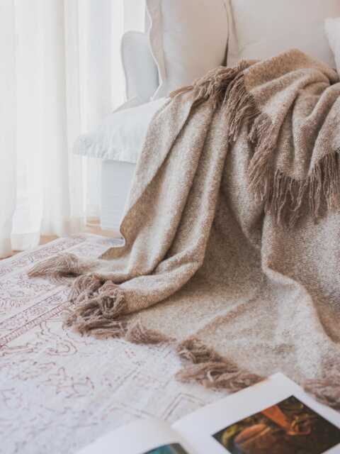 Nordic Tassel Throw Blanket - Soft Woven Neutral Fringe Sofa Blanket, Scandi Beige Couch Throw, Cozy Boho Home Gift - image 1