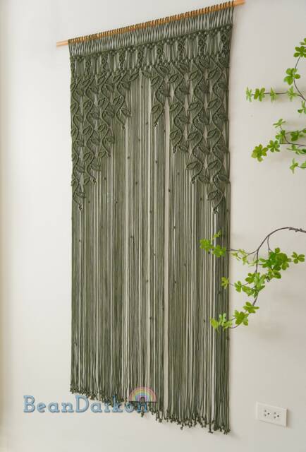 Macrame Boho Curtain, Jungle Nursery Decor, Bedroom Valance, First Home Gift, Woven Wall Art, Backdrop, Mid Century Modern C01 - image 1