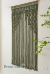 Macrame Boho Curtain, Jungle Nursery Decor, Bedroom Valance, First Home Gift, Woven Wall Art, Backdrop, Mid Century Modern C01 - thumbnail 1