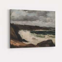 Dramatic Coastal Waves Rocky Shore Seascape Painting Canvas Wall Art Print Decor Picture Ready To Hang - thumbnail 4