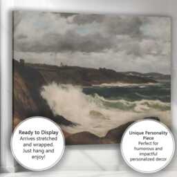 Dramatic Coastal Waves Rocky Shore Seascape Painting Canvas Wall Art Print Decor Picture Ready To Hang - thumbnail 3