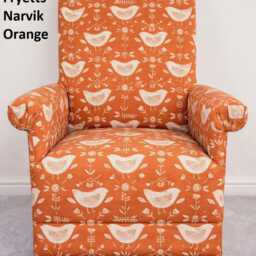 Fryetts Narvik Nordic Scandi Fabric Adult Chair Birds Ochre Mustard Armchair Accent Nursery Nursing Sea Foam Duck Egg Grey Blue Orange Green - thumbnail 2