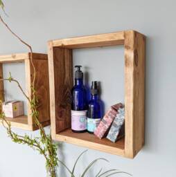 Country Style Wooden Box Shelf, Bathroom Shelving/Display Shelf - thumbnail 1