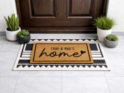 Tray & Mad's Home Doormat - First Housewarming Gift Personalized Heart Welcome Mat - thumbnail 1