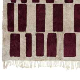 Plum Beni Ourain Rug - Geometric Checkerboard Handwoven Moroccan Wool Carpet - thumbnail 3