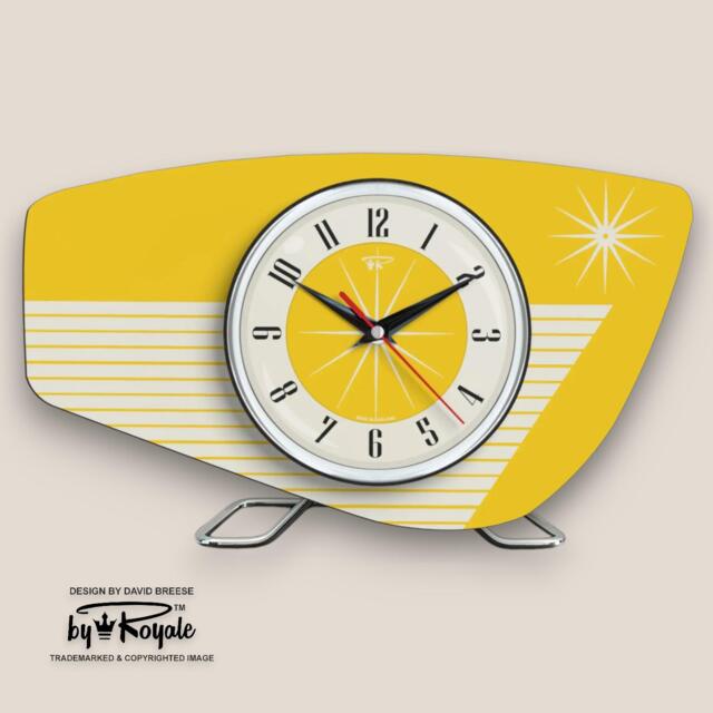 Handmade Mellow Yellow Formica Mantle Clock Mid-Century Atomic Style - image 1