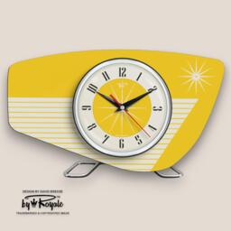 Handmade Mellow Yellow Formica Mantle Clock Mid-Century Atomic Style - thumbnail 1