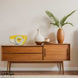 Handmade Mellow Yellow Formica Mantle Clock Mid-Century Atomic Style - thumbnail 2