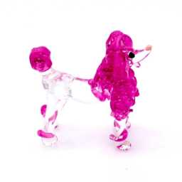 Hand Blown Glass Miniature Poodle Dog Little Animal Purple Transparent Figurine Statue Decoration Collectible Small Craft Painted Figure - thumbnail 2