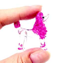 Hand Blown Glass Miniature Poodle Dog Little Animal Purple Transparent Figurine Statue Decoration Collectible Small Craft Painted Figure - thumbnail 4
