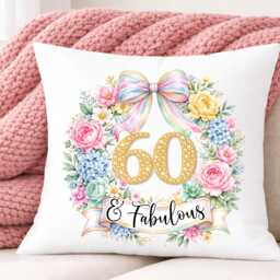 Milestone Birthday Cushion, Floral Wreath & Design, Gift For Her - thumbnail 1