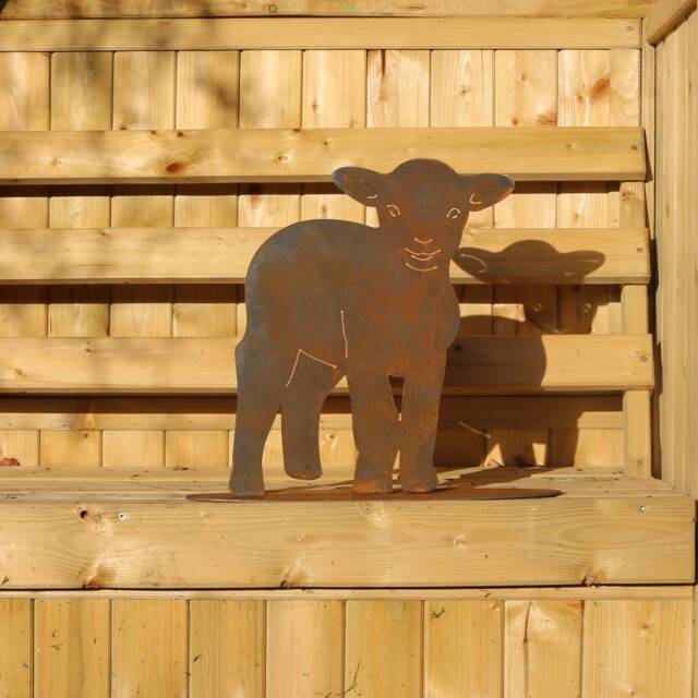 Rusty Metal Spring Lamb, Garden Decoration, Steel Anniversary Gift - image 1