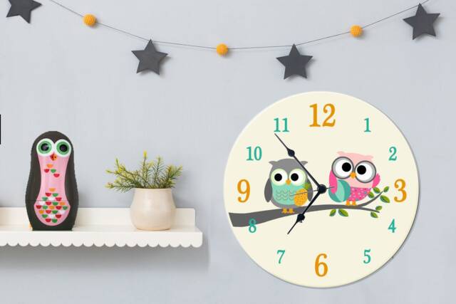 Kids Wall Clock, Nursery Childrens Silent Decor - image 1