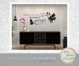 Music Speaks Wall Decal Piano & Bass Vinyl Lettering