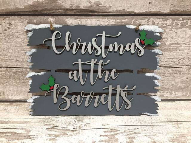 Personalised Christmas Driftwood Style Plaque - Hand-Painted Holiday Decor Family Sign - image 1