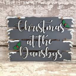 Personalised Christmas Driftwood Style Plaque - Hand-Painted Holiday Decor Family Sign - thumbnail 3
