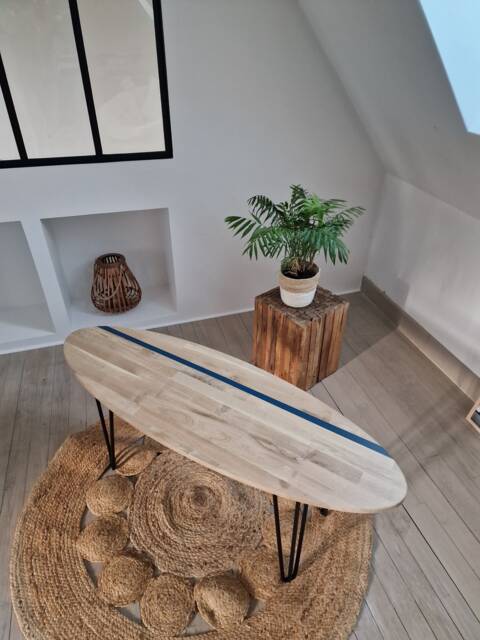 Surfboard Coffee Table - Oak Wood - image 1