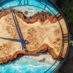 Oversized Resin Wall Clock Live Edge Wood, Ocean Theme - 27.5 - thumbnail 3