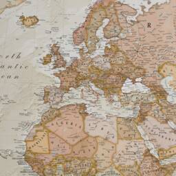 Antique Map Of The World - Canvas World Map, Home Decor, Wall Hanging, Push Pin Gift For Him, Her, Free Shipping - thumbnail 3