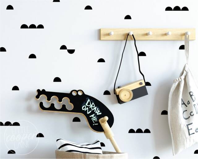 Hand Drawn Hills - Vinyl Wall Decals Half Moon Stickers Wallpaper Alternative Irregular Polka Dots Baby Boys Girls Nursery Kids Room - image 1